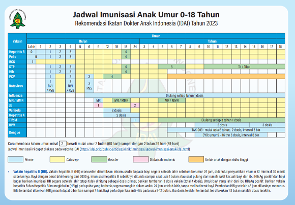 Jadwal Vaksinasi IDAI Terbaru 2023 - Imuni